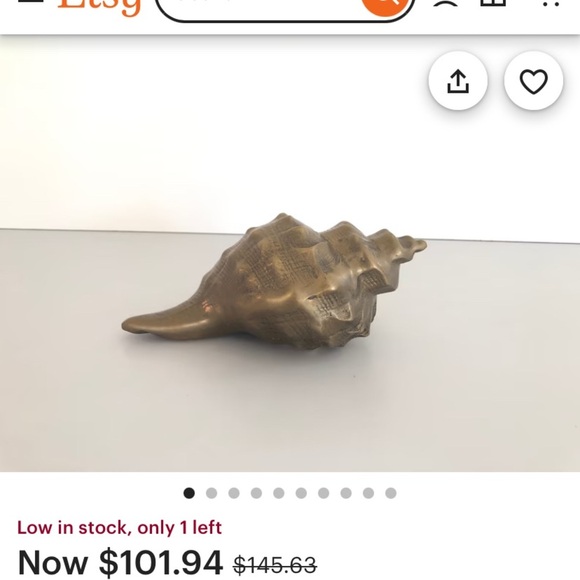 Vintage Brass Conch Shell Sculpture Home Decor Coastal Grandma Boho Paperweight - Picture 6 of 8